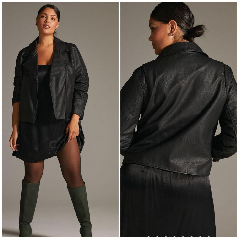 Anthropologie BLANKNYC Faux Leather Biker Moto Jacket Motorcycle Size 2X
